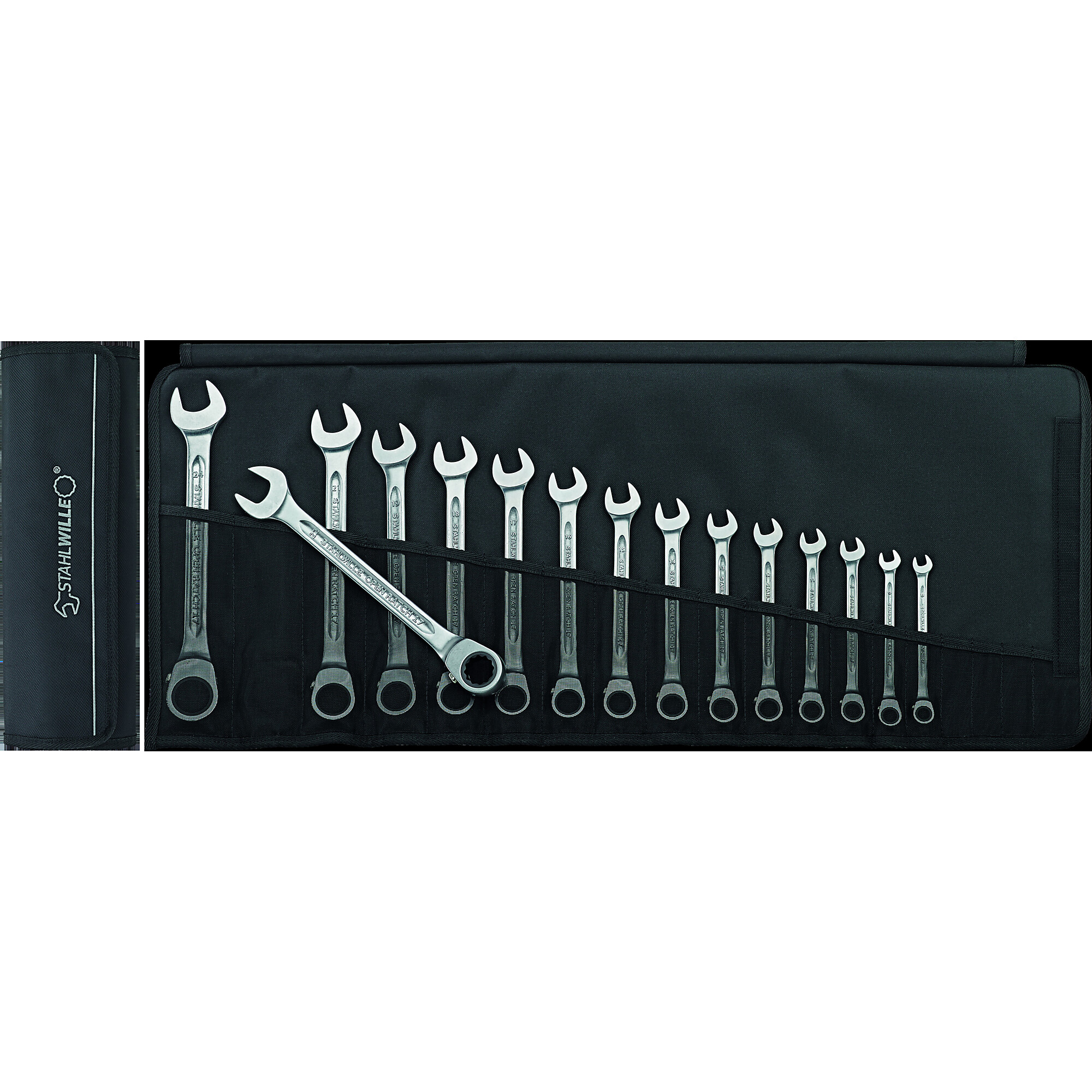 Stahlwille Ratchet Combination Wrench Set — 8mm to 24mm, 15°, 15-Piece, Metric, Model# 17